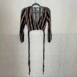 Garage Size Z crop top wrap striped shirt